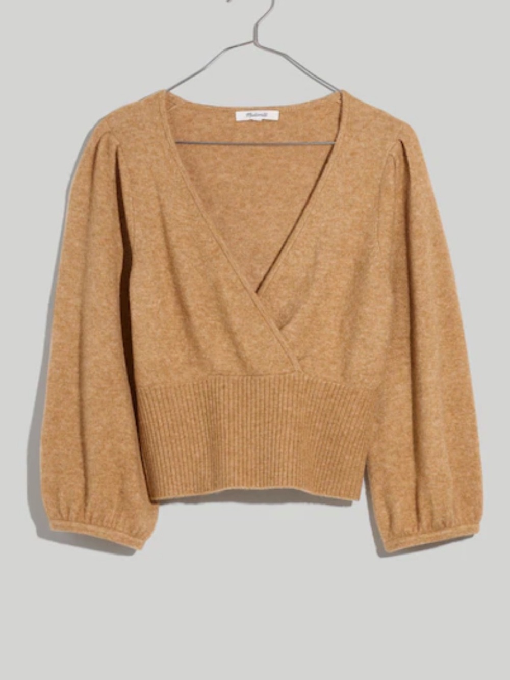 Madewell Wrap V-Neck Sweater in Coziest Yarn - Toffee -Small NWT